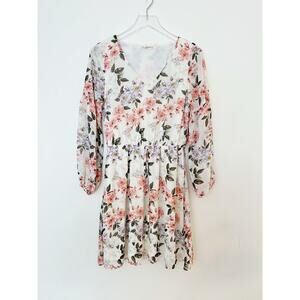 Magnolia Boutique Multi Color Floral Cream Dress Size Small